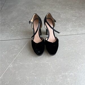 Black Velvet High Heel Mary Jane Pumps Giorgio Armani
